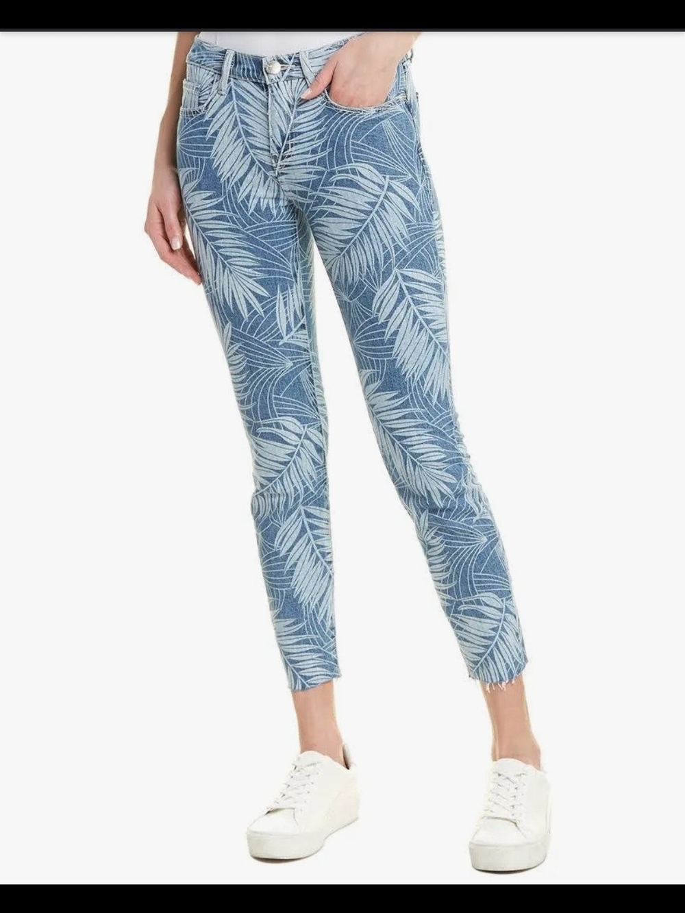 NWT Current/Elliott The Stiletto Palm Leaf Skinny Jeans Wily Medium Wash Size 24